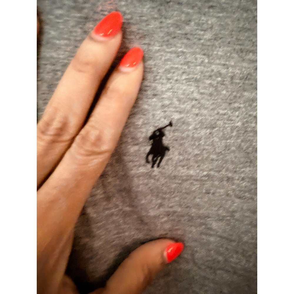 Previously Loved Grey POLO Ralph Lauren Tshirt Hoodie Size M - Picture 3 of 4